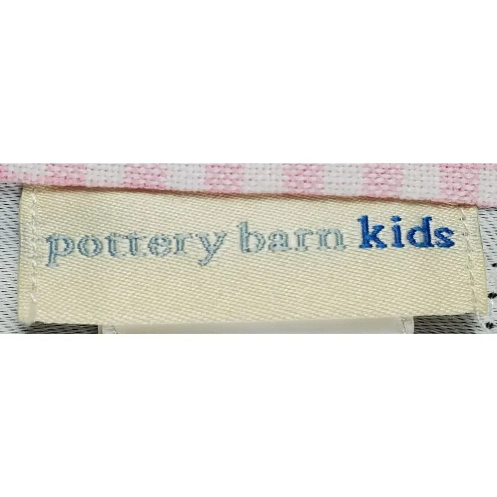 Pottery Barn Kids Pink White Gingham Plaid Checkered Curtain One Drape 44x63